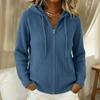 Damen Kapuzen Reißverschluss Strickjacke mit Kordelzug Farbe Leicht für Lässige Tägliche Kleidung