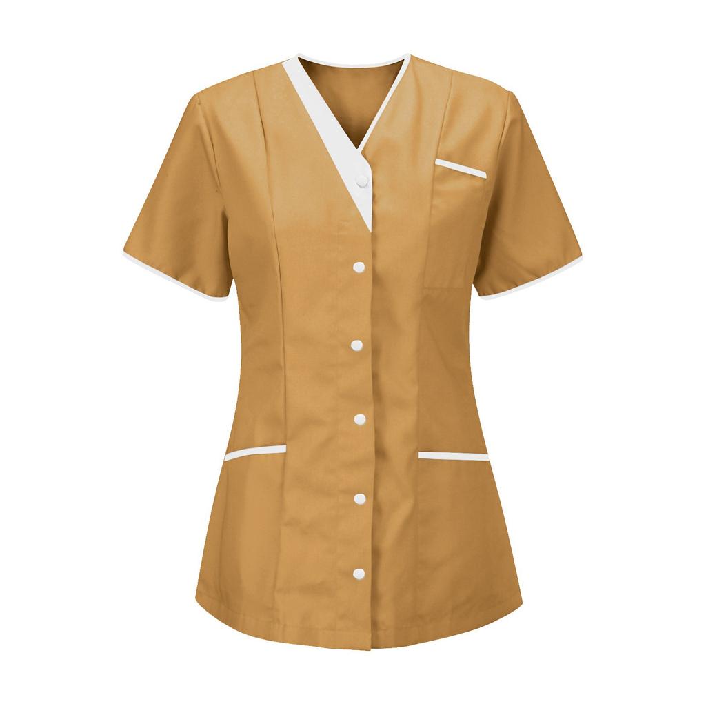 Women's Uniform Quick-drying Fabric Solid Color V-neck Short-sleeved Uniform
