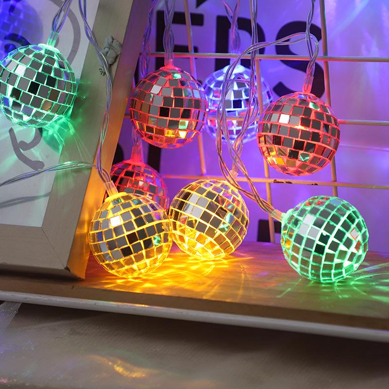 

LED Mosaic Mirror Ball String Lights – Festive Holiday & Room Decor 2AA Battery 1.5m 10 lights