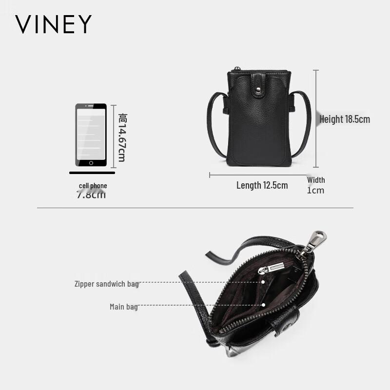 VINEY Women's Leather Mini Crossbody Bag