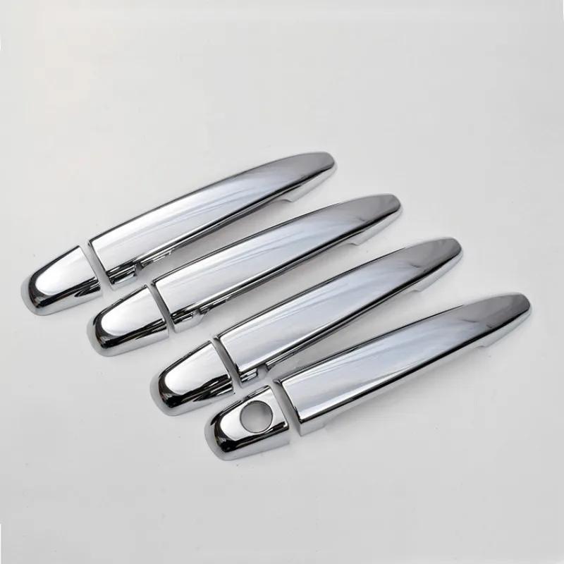 Door Handle Cover For Toyota Noah Voxy Esoure Nav1 2001-2013 Glossy Black Carbon Fiber Chrome Car Styling Accessories Sticker silver no button