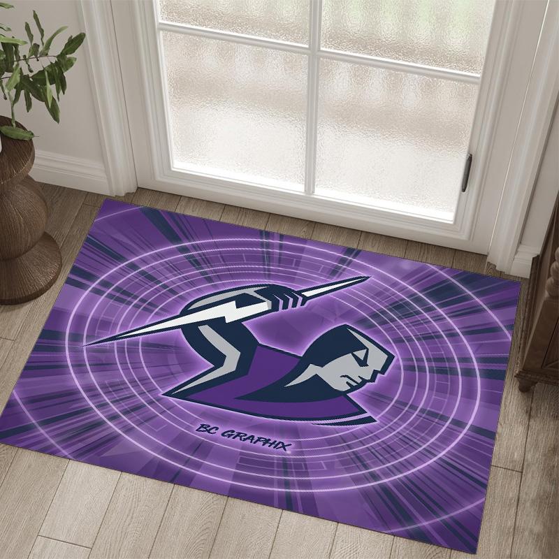 Melbourne Storm Design Crystal Velvet Carpet Cozy Non?Slip Printed Rug For Bedroom Living Room Entrance