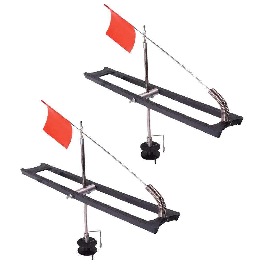 2 Pezzi Tip Up da Pesca sul Ghiaccio Pieghevole con Bandierine Arancioni Binario Tip Up Strumento Compatto per Canne da Ghiaccio Accessori da Pesca sul Ghiaccio Durevole