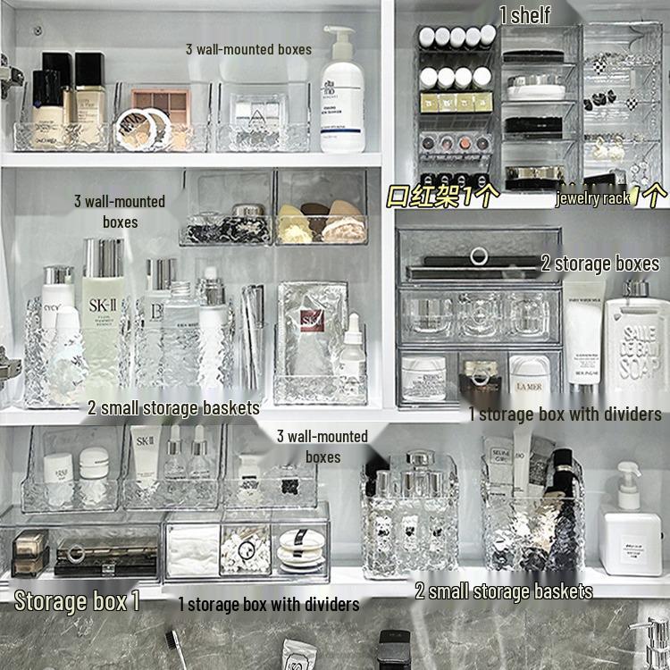 Wandmontierter Spiegelschrank: Badezimmerwaschtisch & Kosmetikorganizer