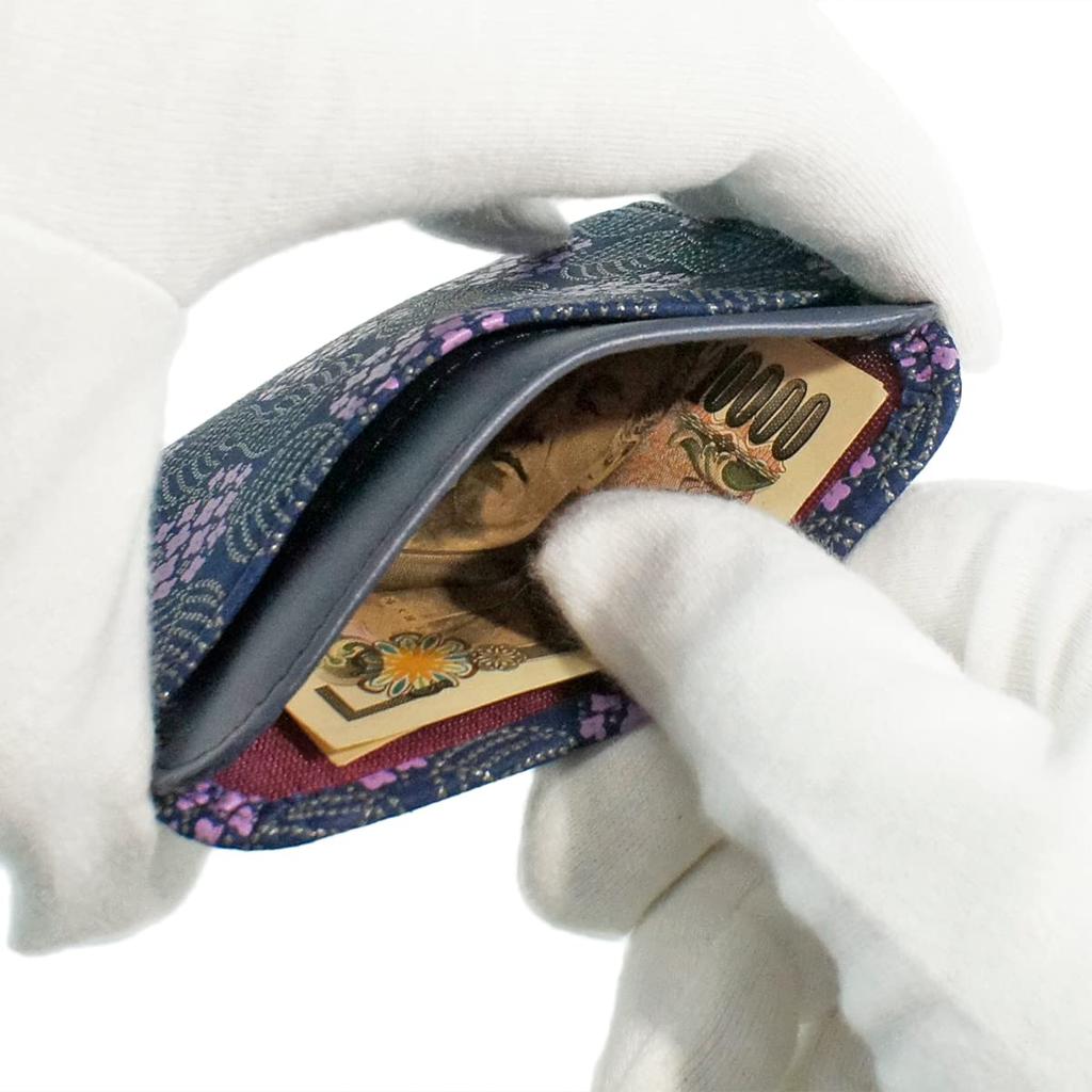 Indenya Inden Coin Hydrangea Navy Blue X Purple Calico X Gray Lacquer 8002 Purse, Deerskin, Miso, Pattern,