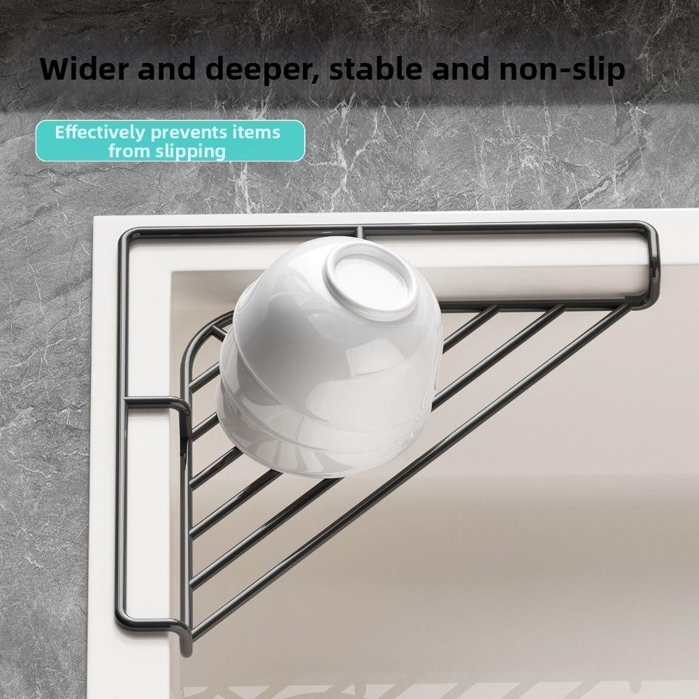 Punch-free Sink Corner Rack Anti-rust Sink Drain Shelf Cleaning Supplies Storage