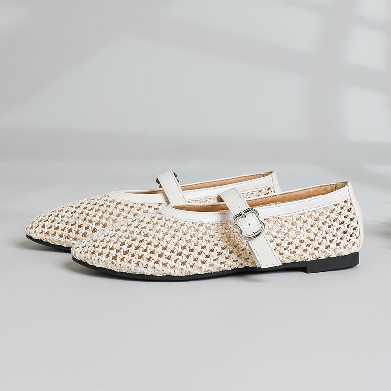 Large size flat sandals - one word with mesh sandals round head casual fishing net sandals