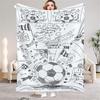 Soccer Theme Flannel Throw Blanket White Cartoon Soccer Ball and Field Design Warm Blanket For Boys Living Room Sofa Bed Decor