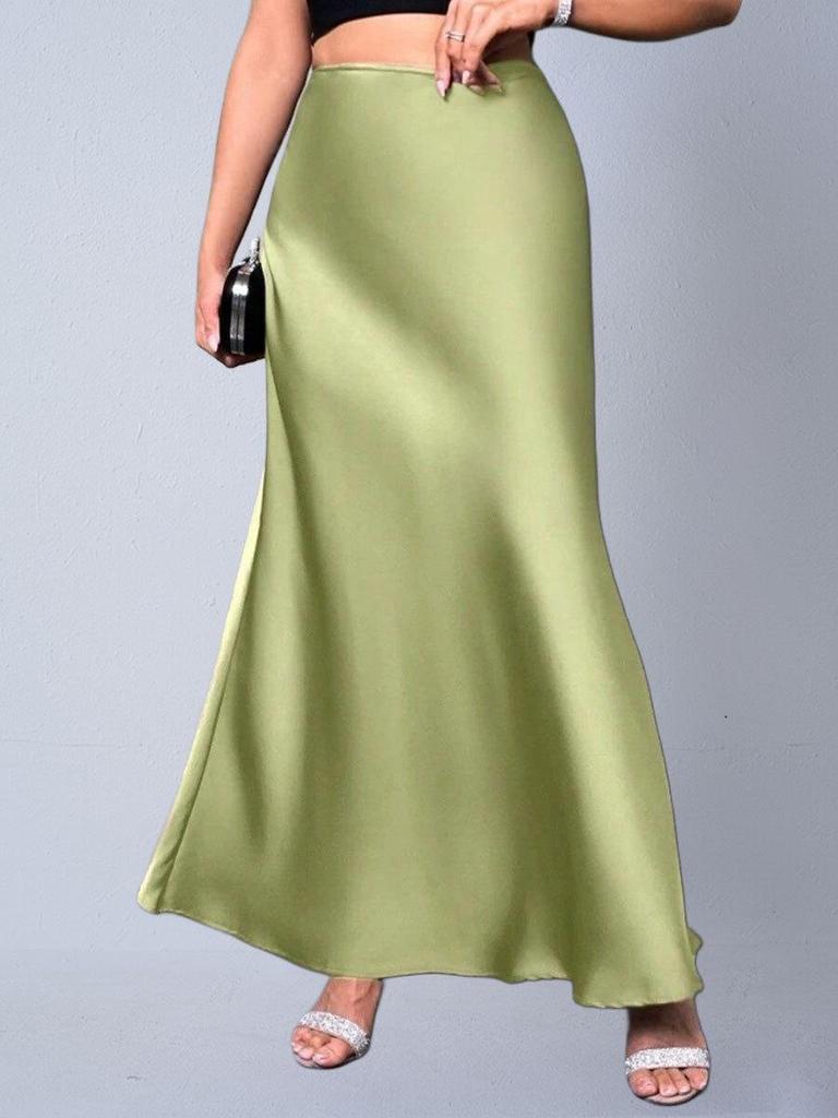 European & American Women's Imitation Silk Long Skirt, 2025 Spring/Autumn Collection