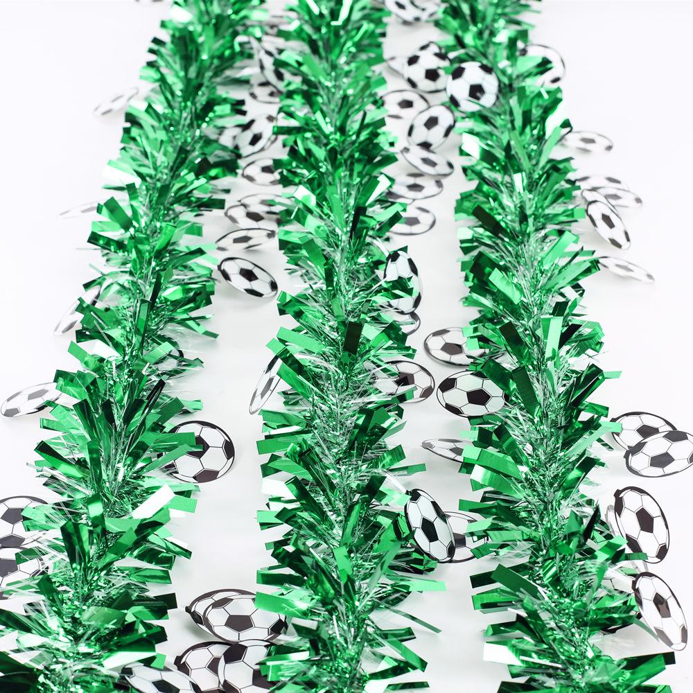 2 Meters Sports Football Theme Soccer Wreath Sequin Tinsel Garland Banner Home Wall Hanging for Kids Birthday Party Decoration