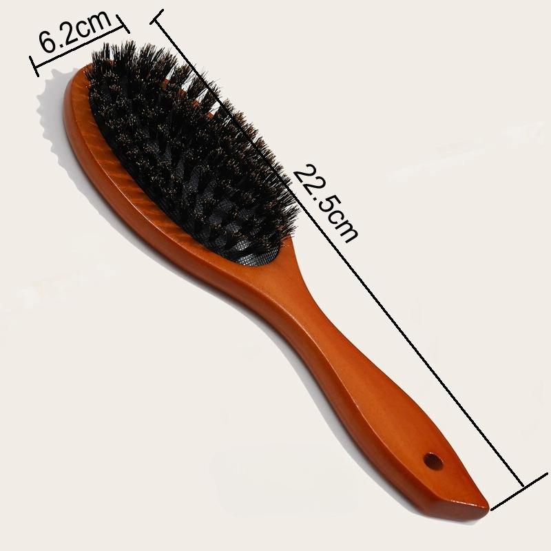 Natural Boar Bristle Detangling Hair Brush Women Wooden Wet Curly Hair Comb Anti-static Scalp Massage Brush Barber Styling Tools
