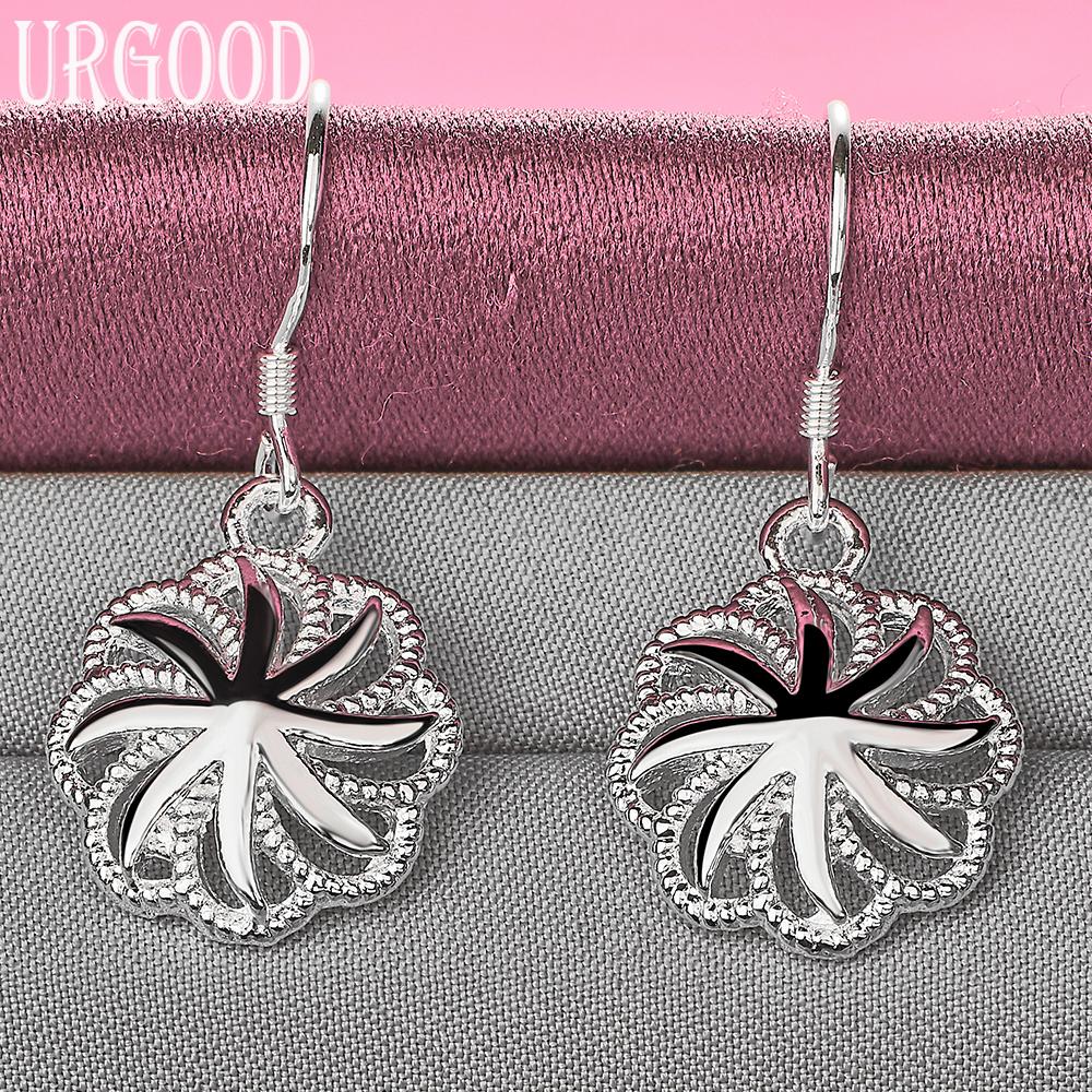 925 Sterling Silver Wedding Jewelry Flower Pendant Earrings
