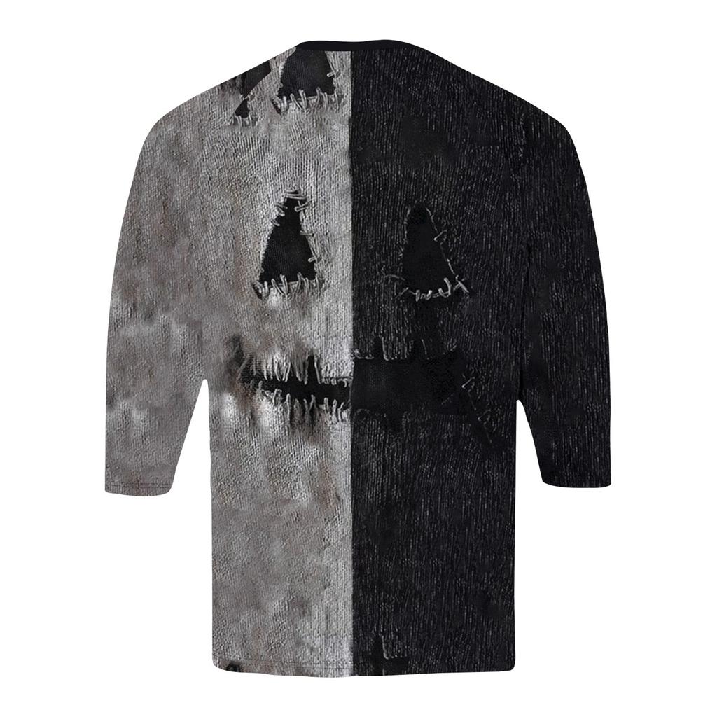 Men's Halloween Printed  Collar Three-Quarter Sleeve