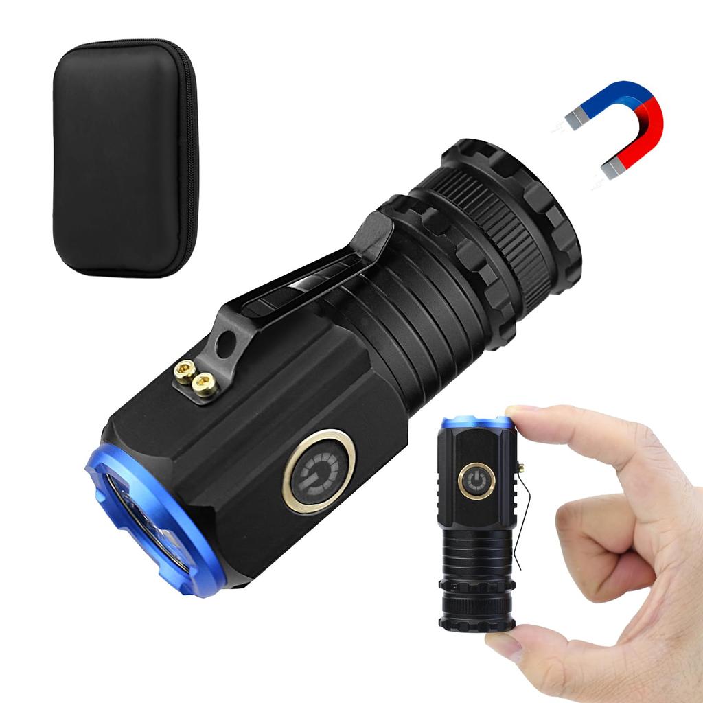 handheld LED flashlight with 2000lm high shockproof pocket magnetic 5 lighting aluminum alloy COB work fast ideal for mountain security power and
