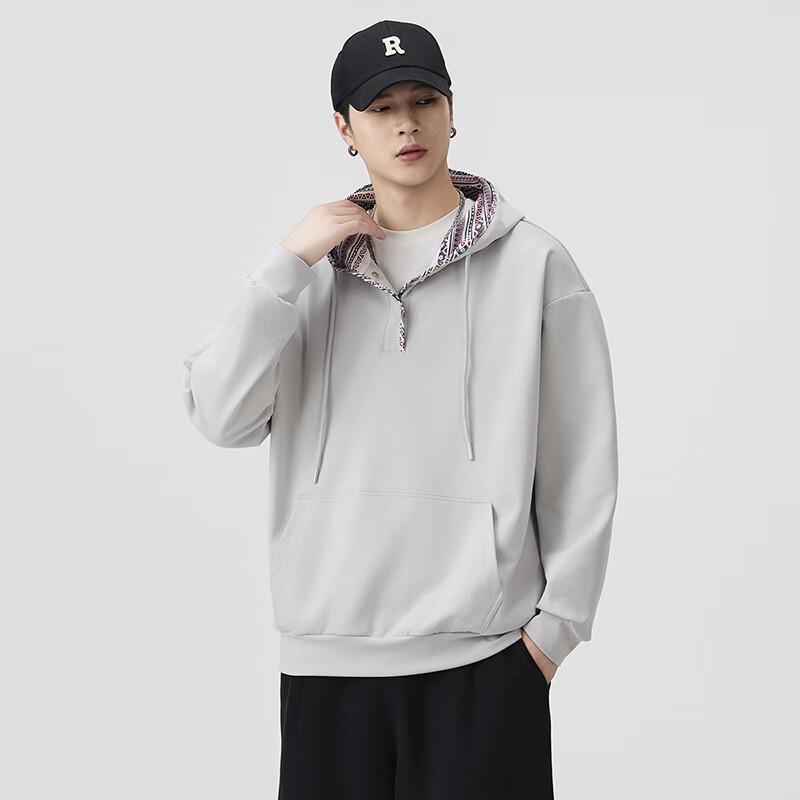 

TOM ADAM American Retro Plaid Patchwork Hooded Sweatshirt 3XL