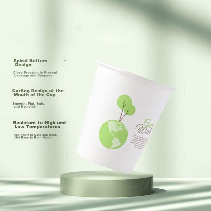 MENGTING Disposable Paper Cups, 233ml Office Coffee Cups, Thick Paper Cups, Family Pack of 100, for Business And Home Use