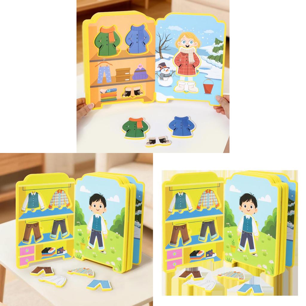 Educational Puzzle Dress Up Book For Children With Magnetic Stickers And Quiet Play