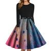 Women's Fashion O-Neck Casual Slim Fit Halloween Printed Long Sleeve Dress
