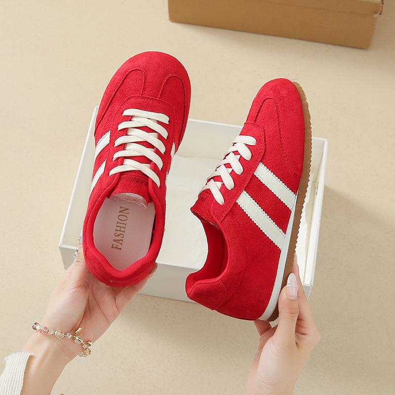 

Внутреннее увеличение роста Обувь Форреста Гампа женская 2025 осень взрыв повседневная маленькая толстая подошва, показывающая ноги маленькие желтые немецкие тренировочные туфли 40 красный