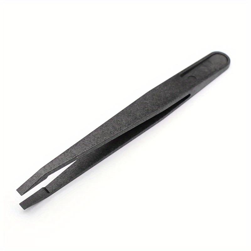 8pcs/set Portable Black Straight Bend Anti-static Plastic Tweezer Heat Resistant Repair Tool
