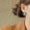 Elegant Retro Hong Kong Style Glazed Portrait Stud Earrings for Women