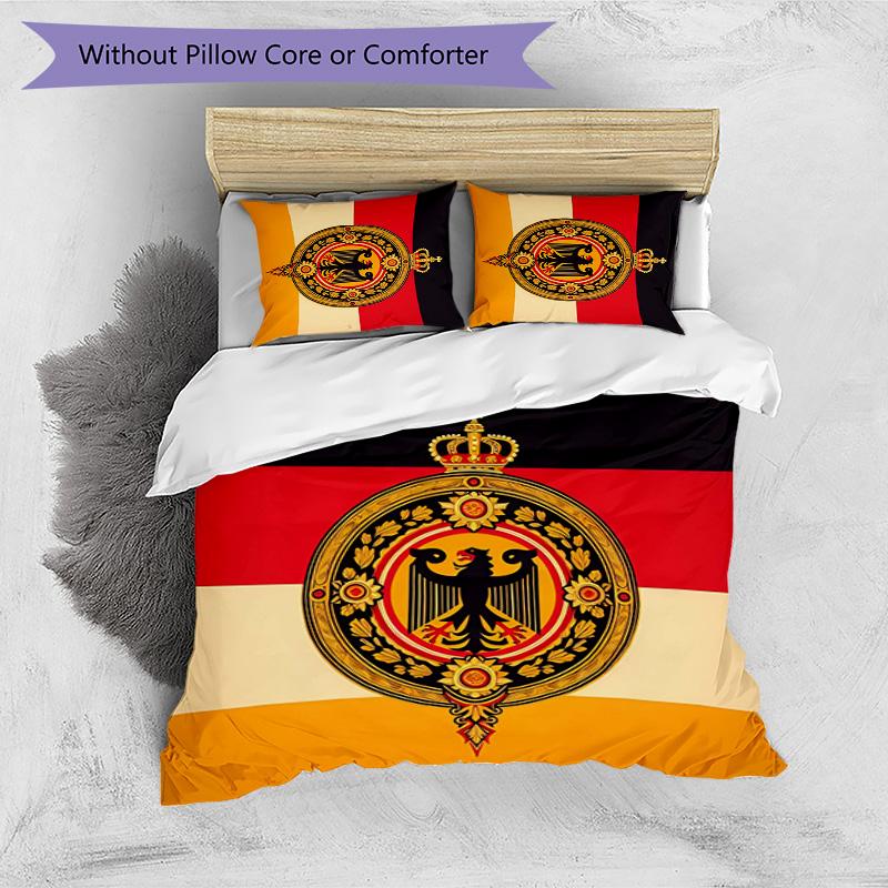 Germany National Football Team Pattern Printed 3PCS Bedding Set Soft Skin-Friendly Washable Duvet Cover & Pillowcases Set All Season Bedroom