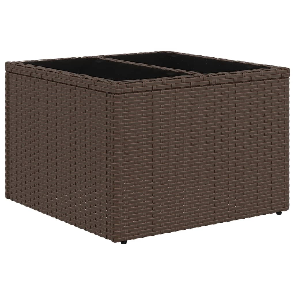 Vidaxl Tavolino da Giardino con Piano in Vetro, Marrone, 55X55X37 Cm