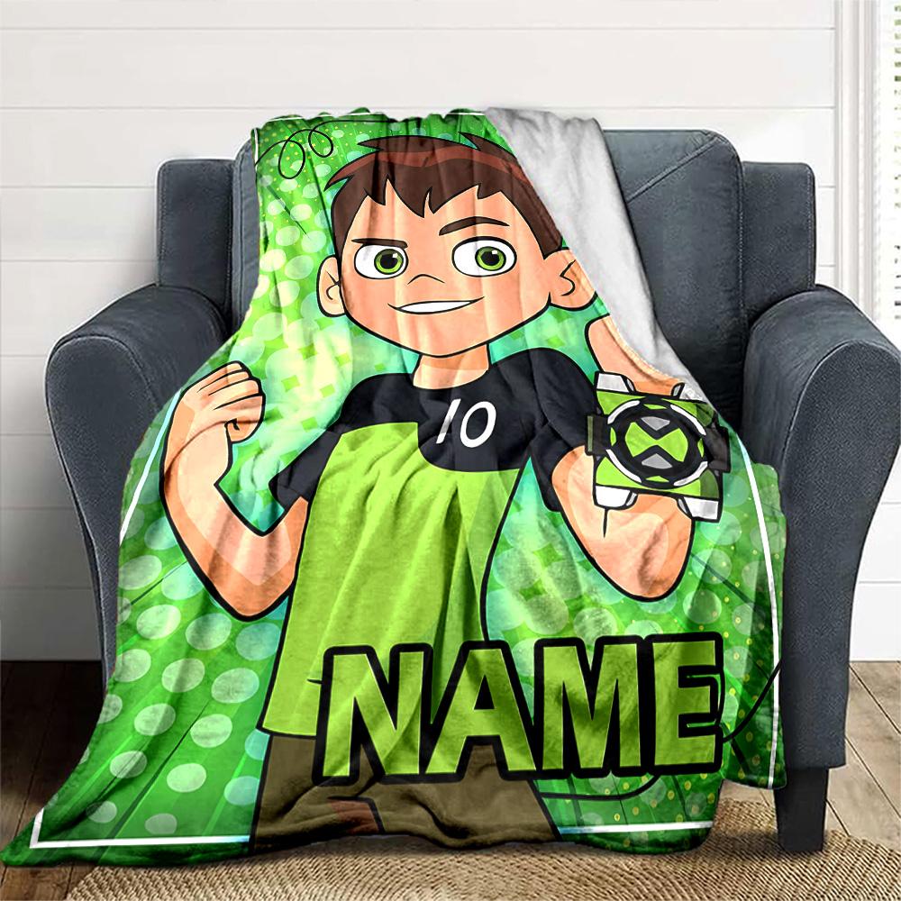 Customizable Ben10 Throw Blanket – Personalized Name, All-Season Cozy Snug Blanket, Machine Washable, Personalized Blanket