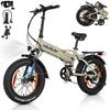 Bicicletta elettrica VARUN S20-1 - Batteria 48 V 13 Ah - Autonomia di 100 km - Con sospensione anteriore - pieghevole 20 pollici - Pneumatici larghi