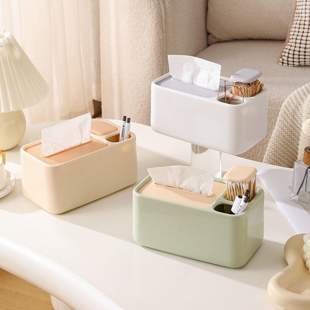 

Large Capacity Desktop Tissue Box Plastic Toothpick Storage Box Coffee Table зелёный