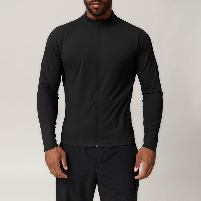 

Cross-Border European and American Style Men s Stand-Up Collar Sports Fitness Jacket, Solid Color Outdoor Casual Home Commute Warm Sweatshirt Premium Black M