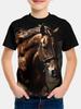 Children's clothing, boys' T-shirts, 3D horse print, short sleeves, fashionable children's summer clothing, casual children's clothing for girls.