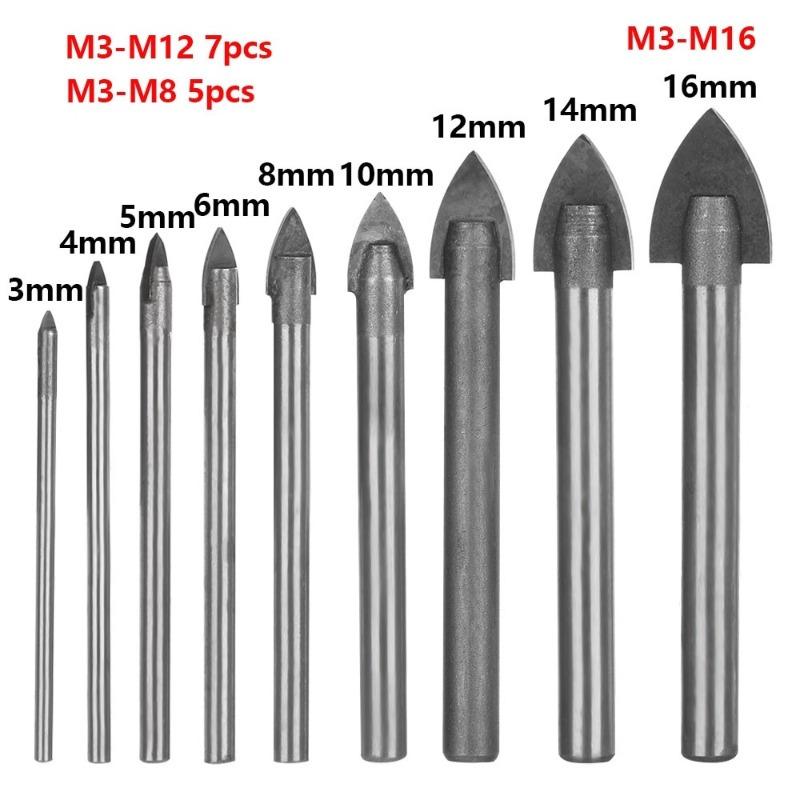 3-14mm Glasbohrer-Set Wolframkarbidspitze Keramikfliesenschneider mit 1/4" Sechskantschaft Elektrowerkzeugzubehör