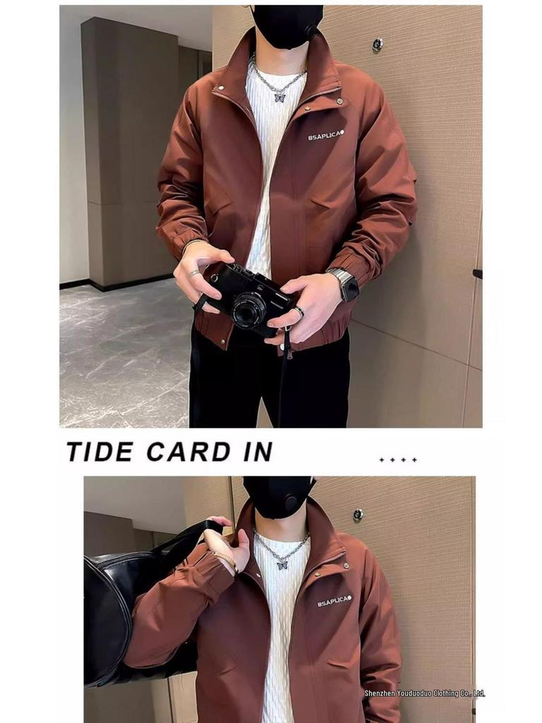 2025 Trendy Men's Hipster Embroidered Workwear Jacket, Spring/Autumn Style Casual Top