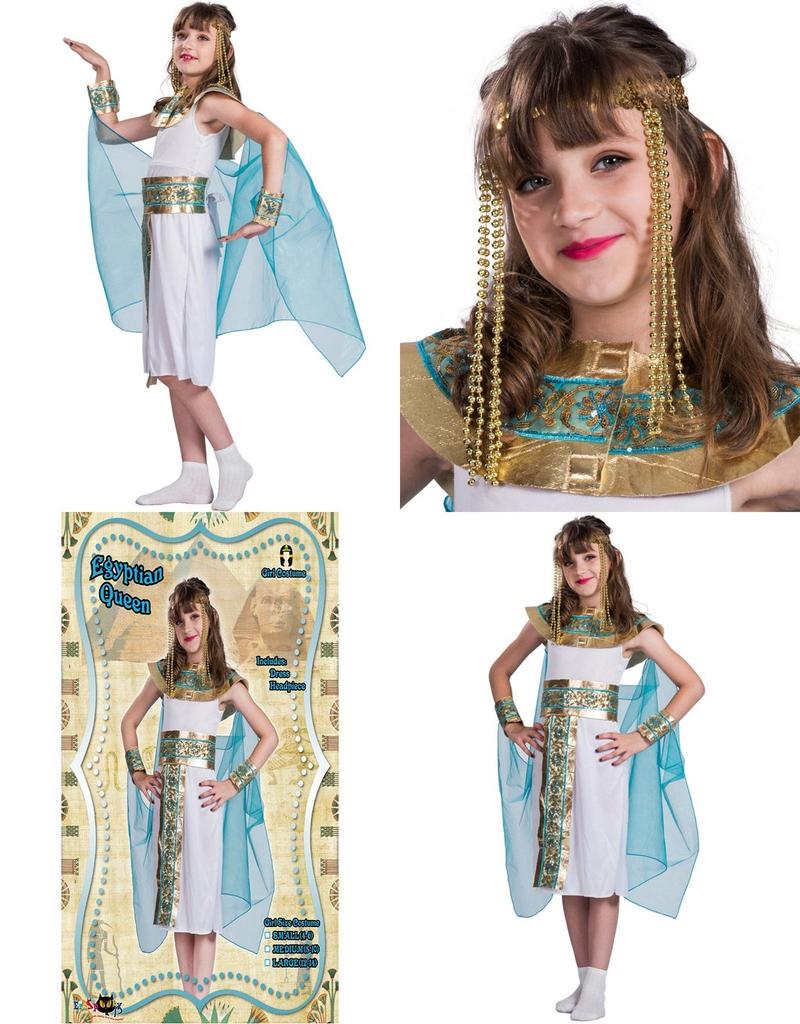 Purim Egyptisk Drottning Cosplay Kostym För Flickor Halloween Rollspel Med Polyestertyg För Temafester