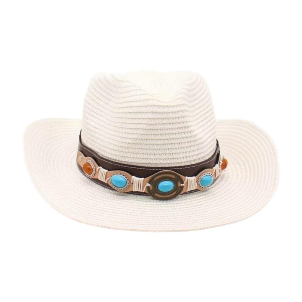 Beach Seaside Travel Straw Hat High Sense Ethnic Style Woven Straw Hat Western Cowboy Hat