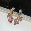 K Real Gold Electroplated Silver Needle Flower Earrings Light Luxury High-end Studs Korean Ins Niche Fashion Versatile Earrings