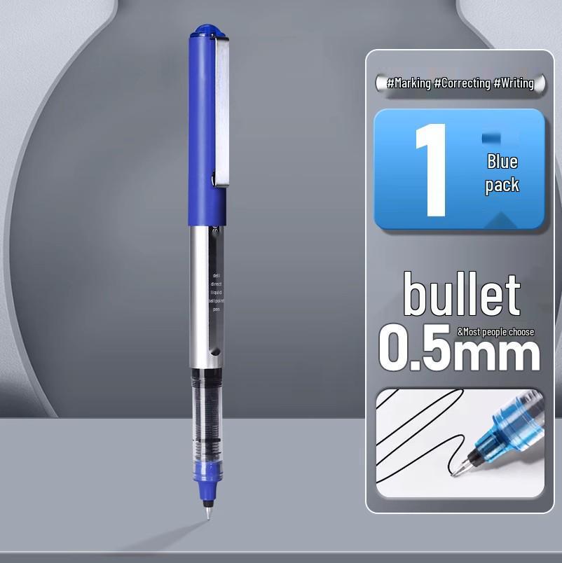 Deli Liquid Ink Quick-Dry Rollerball Pen, Black/Red, Student & Signature Use. Single Pen Price
