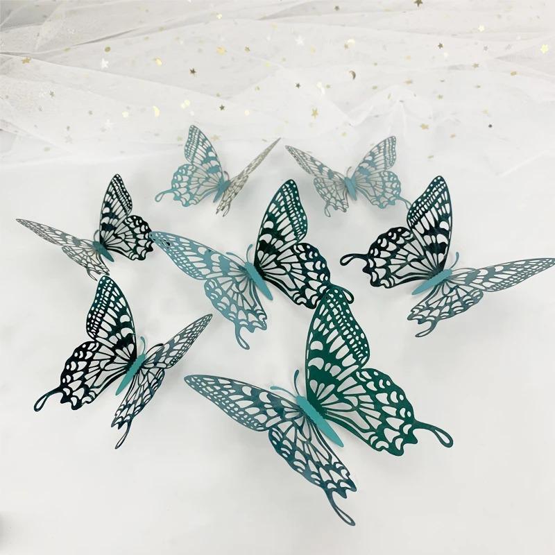 12Pcs 3D Hollow Colorful Butterfly Wall Stickers For Wedding Decoration Bedroom Children's Room Wall Art Kids Room Living Room