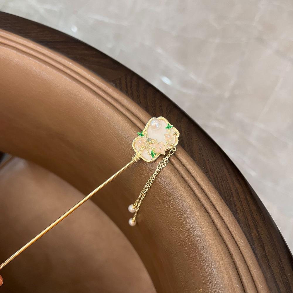 Hanfu Qipao Hairpin Ancient Chinese Step-Shaking Hair Stick with Swinging Tassel Fan-Shaped Design for Elegant Hair Accessories