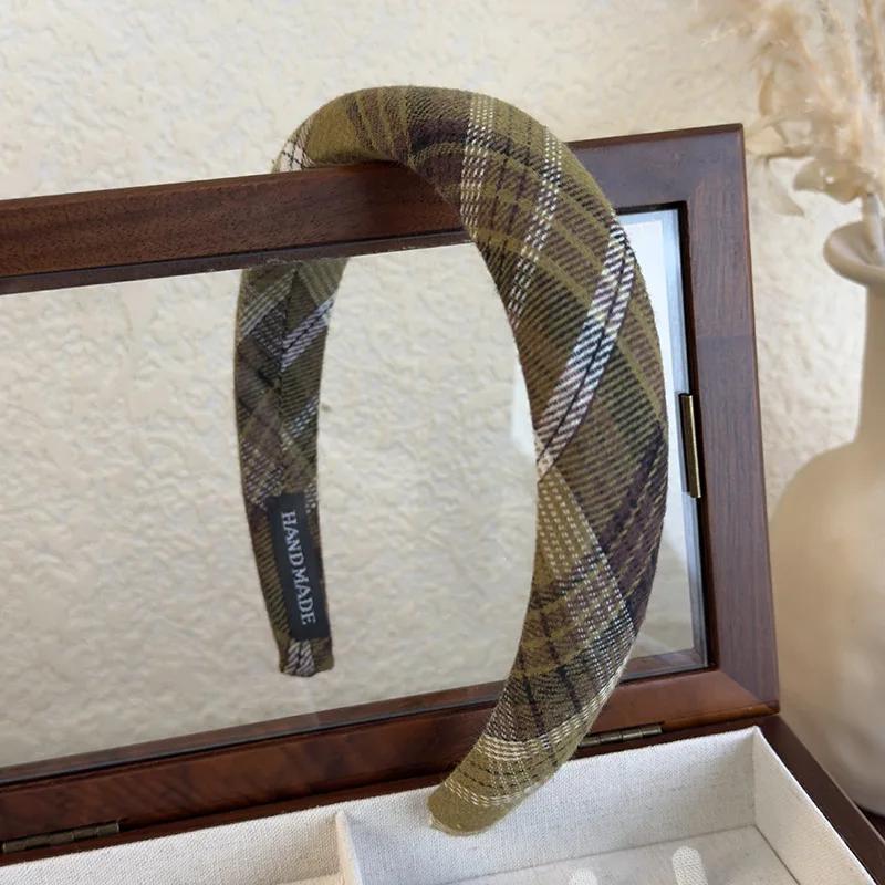 

Ретро Классические Клетчатые Повязки на Голову Толстая Губка Широкий Ободок Обруч для Волос для Женщин Темпераментная Повязка Женские Модные Аксессуары для Волос
