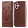 For iPhone 16 Plus Stand Case Lucky Deer Imprinted Magnetic Closure Leather Wallet Phone Cover