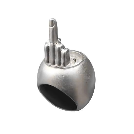 

Выдвижное кольцо на средний палец, вращающееся кольцо на средний палец, ретро-персонаж, нишевое кольцо для снятия стресса, рождественский розыгрыш, подарок на средний палец серебряный