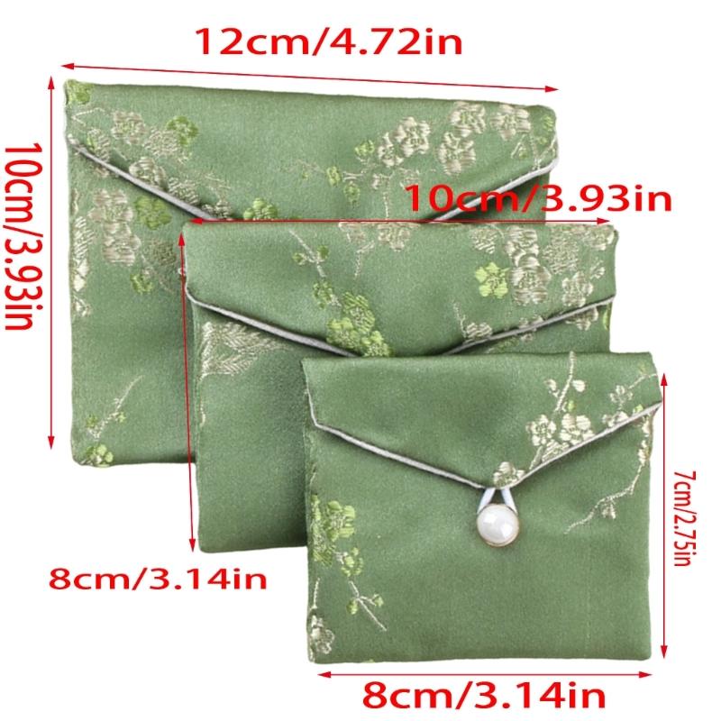 Antique Styles Brocade Jewelry Storage Pouch Portable with Closure for Earring and Rings Organization Secure Keeping