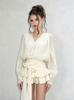Chancloi Vietnam Fashion Long Sleeve Waist Tie Flared Mini Skirt For Youth