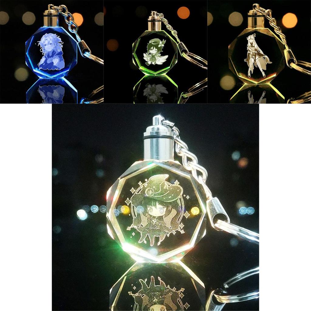 Elegant Genshin Impact Crystal Keychain With Stunning Led Colorful Light For All Occasions