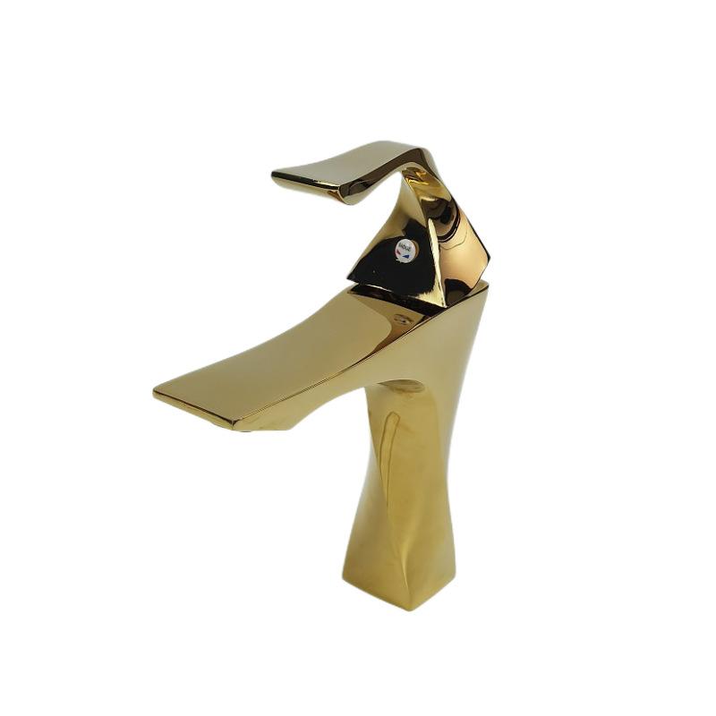 New Bathroom Basin Faucet Deck Mounted Black Chrome Gold Luxury Sink Tap Single Hole Water Tap Hot and Cold Basin Mixer Brushed