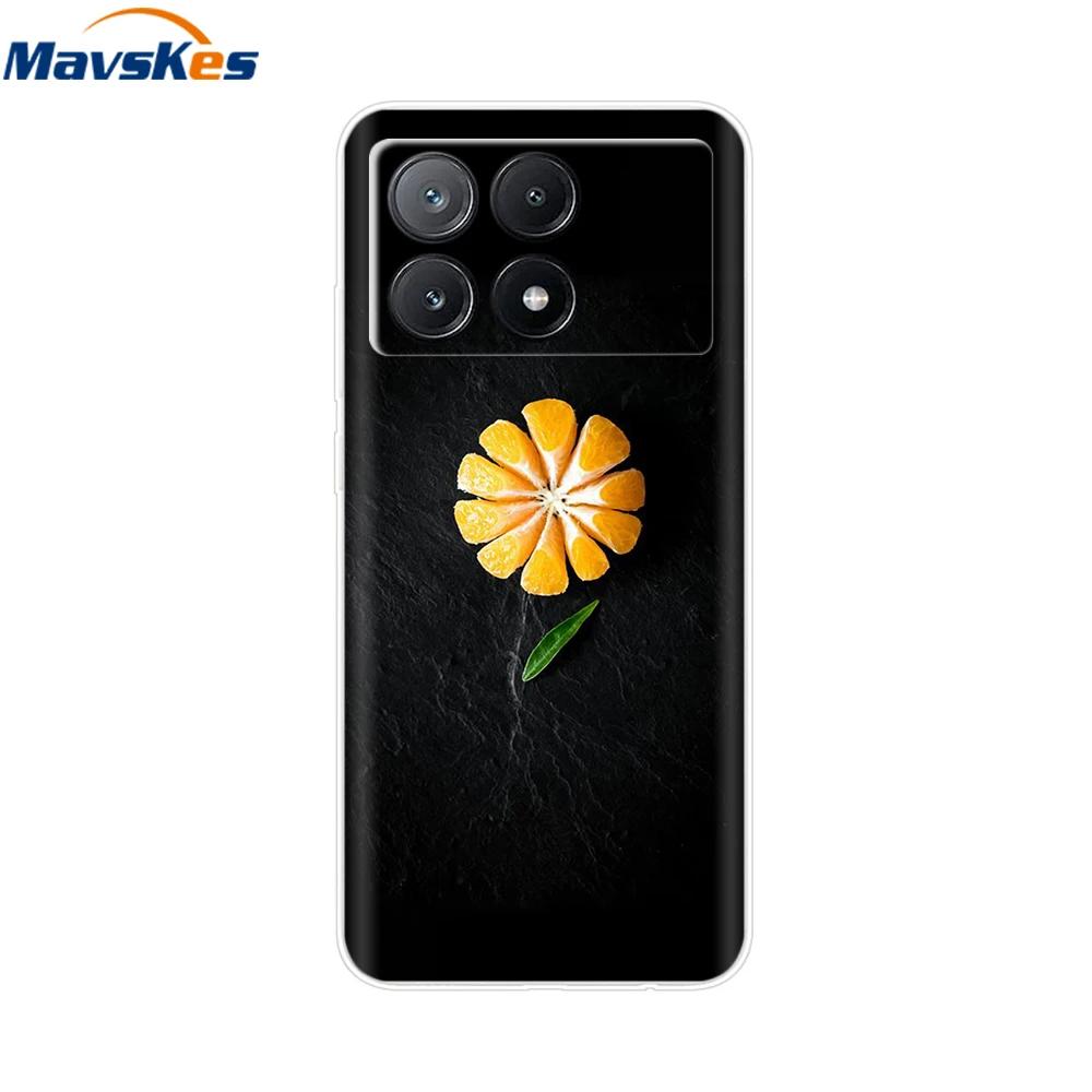 For Xiaomi Poco X6 Pro Case TPU Soft Painted Phone Cases For Xiomi Poco X6 PocoX6 Pro 5G Silicone Cover Flower Fundas Protective