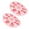 2 Stück Cartoon-Tiere Geformte Silikon-Kuchenform Antihaft Schokolade Fondantform Backwerkzeuge(Rosa )