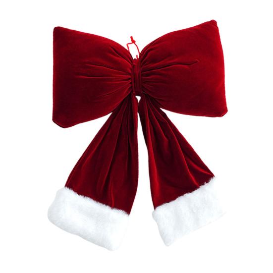Red Christmas Velvet Bows Vintage Plush Stuffed Christmas Bows Hanging Ornament